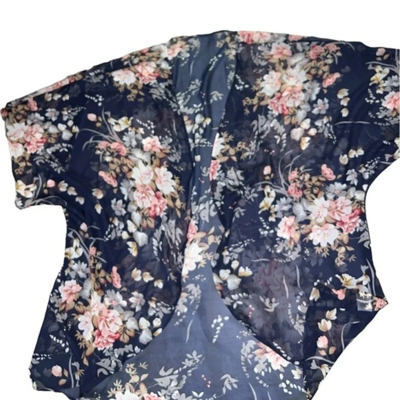 Unbranded Kimono Navy and Floral Fall Colors NWOT - Picture 1 of 5